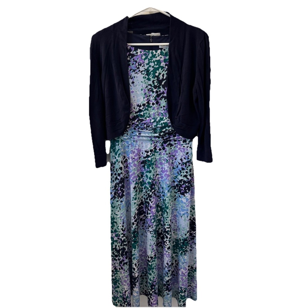 Women's Orvis Sleeveless Midi Dress Size 6 With Navy Cardigan Size Small Wedding